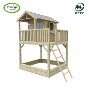 mooi houten speelhuis met zijplatform voor buiten