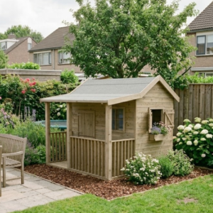 prachtig houten speelhuisje met veranda