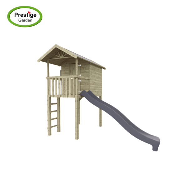 Houten speelhuis Treehut met glijbaan en aanbouwschommel dubbel - Prestige Garden - Afbeelding 6