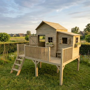 groot speelhuis met platform extra speelruimte