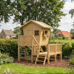 ruim houten vogelhuis speelhuis met zij platform