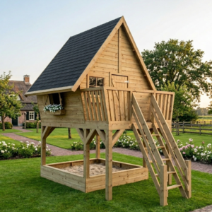 Prachtig mooi luxe houten speelhuis voor in de tuin