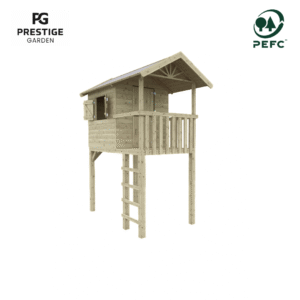 Compact Houten speelhuis, PEFC gekeurd, speelhuis op palen.