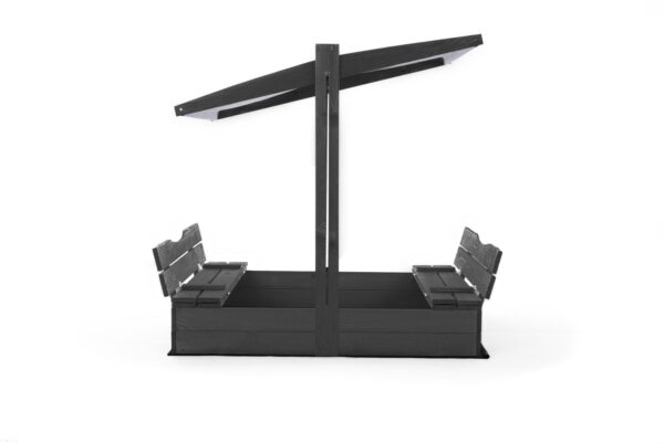 Zandbak met parasoldak 120 x 100 - met opklapbare bankjes - 2 planks antraciet  - Prestige Garden - Afbeelding 3