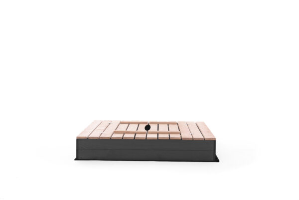 Zandbak 140 x 120 - met opklapbare bankjes - 2 planks antraciet met naturel  - Prestige Garden - Afbeelding 3