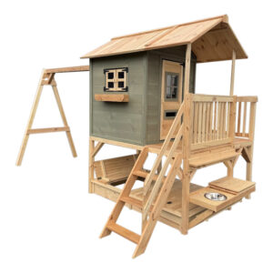 compleet speelhuis met zandbak schommel veranda en luifel